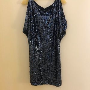 Cache - Navy Blue Sequin Mini Dress - US 10 (NWT)